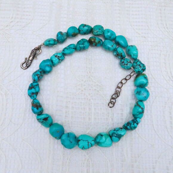 L Tom Turquoise Nugget Necklace 18 inches Native American Made - Picture 1 of 7